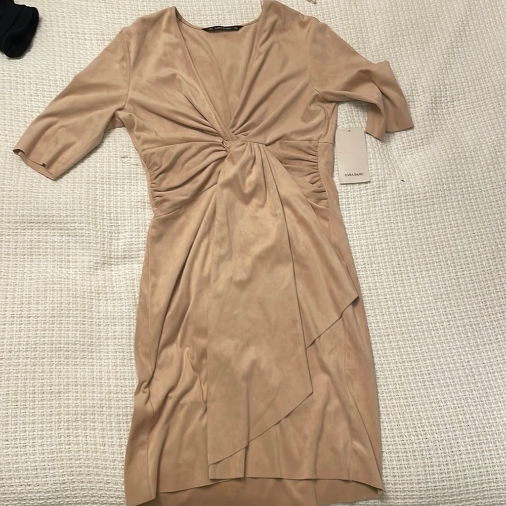 Zara new with tags tan dress  . Hits the knee